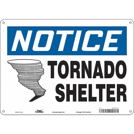 Condor Notice Tornado Shelter, 14 in W x 10 in H, Horizontal Rectangle, Aluminum, 465T53 465T53