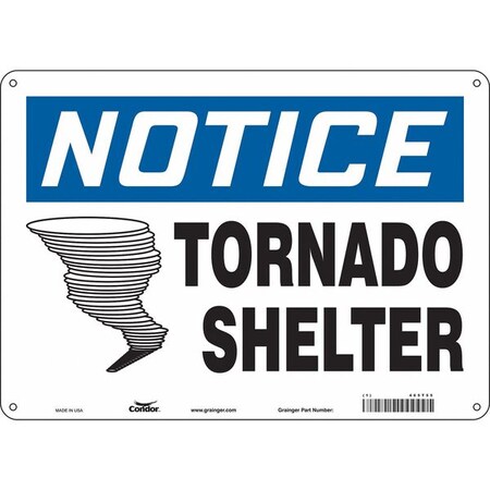 Condor Notice Tornado Shelter, 14 in W x 10 in H, Horizontal Rectangle, Polyethylene, 465T55 465T55