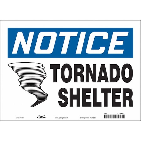 Condor Notice Tornado Shelter, 14 in W x 10 in H, Horizontal Rectangle, Vinyl, 465T57 465T57