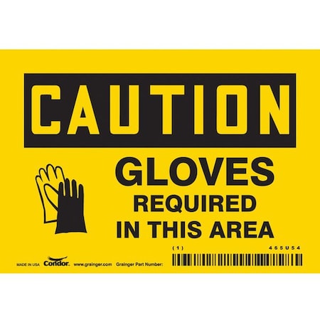 Condor Safety Sign, 3 1/2 in Height, 5 in Width, Vinyl, Horizontal Rectangle, English, 465U54 465U54