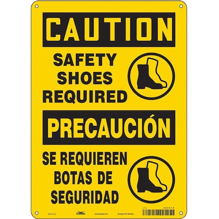 Condor Safety Sign, 14 in Height, 10 in Width, Aluminum, Vertical Rectangle, English, Spanish, 465V19 465V19