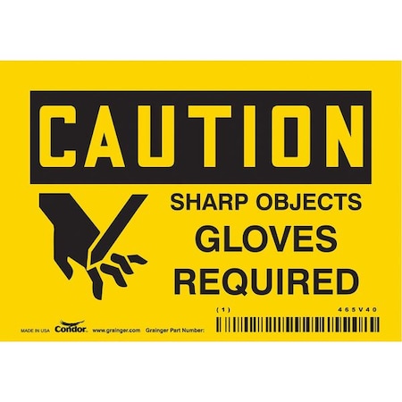Condor Safety Sign, 3 1/2 in Height, 5 in Width, Vinyl, Horizontal Rectangle, English, 465V40 465V40