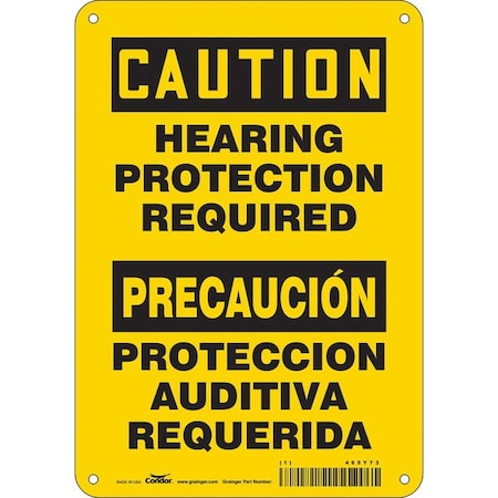 Condor Safety Sign, 10 in Height, 7 in Width, Aluminum, Horizontal Rectangle, English, Spanish, 465Y73 465Y73