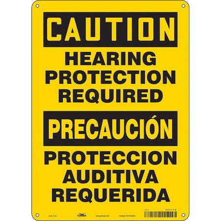Condor Safety Sign, 14 in Height, 10 in Width, Polyethylene, Vertical Rectangle, English, Spanish, 465Y76 465Y76