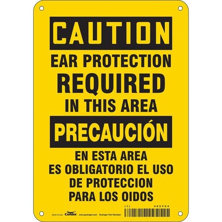 Condor Safety Sign, 10 in Height, 7 in Width, Aluminum, Horizontal Rectangle, English, Spanish, 465Y04 465Y04