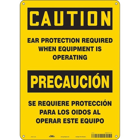 Condor Safety Sign, 14 in Height, 10 in Width, Polyethylene, Vertical Rectangle, English, Spanish, 465Y11 465Y11