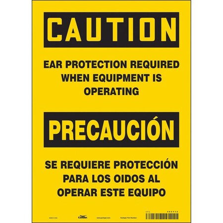 Condor Safety Sign, 14 in Height, 10 in Width, Vinyl, Vertical Rectangle, English, Spanish, 465Y12 465Y12