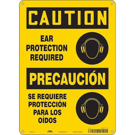 Condor Safety Sign, 14 in Height, 10 in Width, Polyethylene, Vertical Rectangle, English, Spanish, 465Y15 465Y15