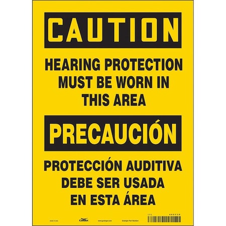 Condor Safety Sign, 14 in Height, 10 in Width, Vinyl, Vertical Rectangle, English, Spanish, 465Y30 465Y30