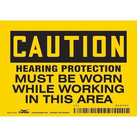 Condor Safety Sign, 3 1/2 in Height, 5 in Width, Vinyl, Horizontal Rectangle, English, 465Y41 465Y41