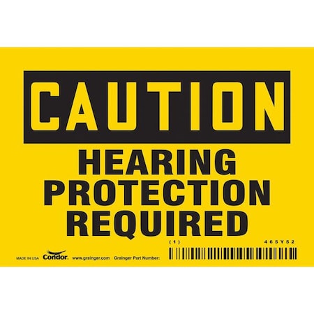 Condor Safety Sign, 3 1/2 in Height, 5 in Width, Vinyl, Horizontal Rectangle, English, 465Y52 465Y52