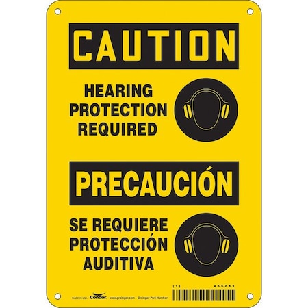 Condor Safety Sign, 10 in Height, 7 in Width, Aluminum, Horizontal Rectangle, English, Spanish, 465Z83 465Z83