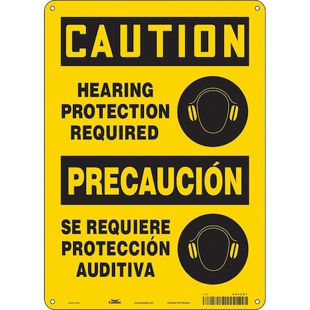 Condor Safety Sign, 14 in Height, 10 in Width, Polyethylene, Vertical Rectangle, English, Spanish, 465Z87 465Z87