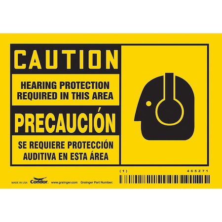 Condor Safety Sign, 5"W, 3-1/2"H, 0.020" Thick, PK5 465Z71