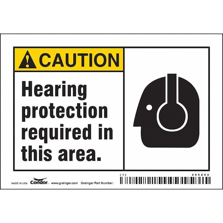 Condor Safety Sign, 3 1/2 in Height, 5 in Width, Vinyl, Horizontal Rectangle, English, 465Z60 465Z60