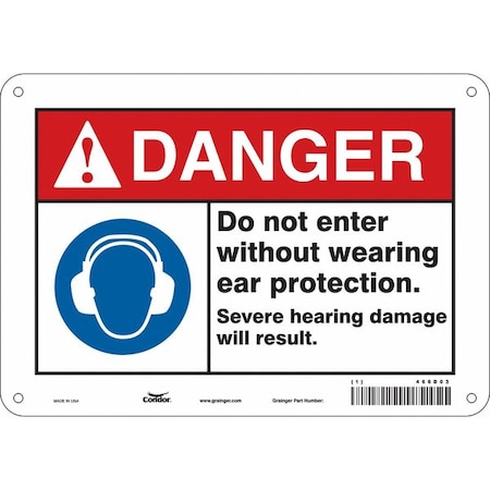 Condor Safety Sign, 7 in Height, 10 in Width, Polyethylene, Vertical Rectangle, English, 466D03 466D03