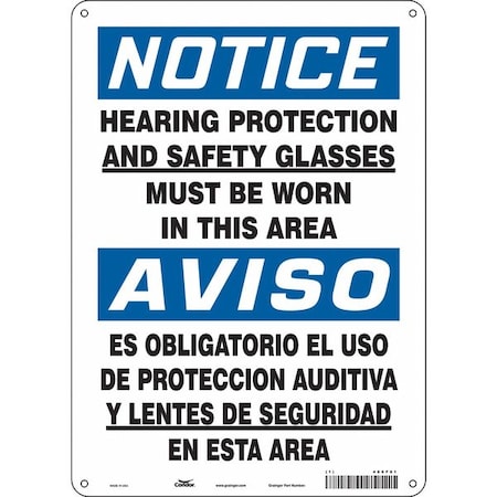 Condor Safety Sign, 14 in Height, 10 in Width, Aluminum, Vertical Rectangle, English, Spanish, 466F81 466F81