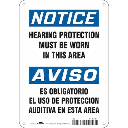 Condor Safety Sign, 10 in Height, 7 in Width, Aluminum, Horizontal Rectangle, English, Spanish, 466F86 466F86
