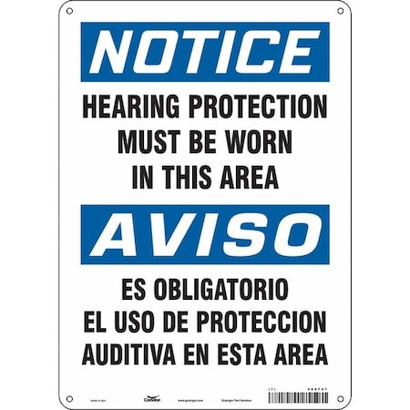 Condor Safety Sign, 14 in Height, 10 in Width, Aluminum, Vertical Rectangle, English, Spanish, 466F87 466F87