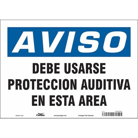 Condor Safety Sign, 10 in Height, 14 in Width, Vinyl, Horizontal Rectangle, Spanish 466F94