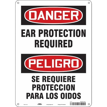 Condor Safety Sign, 14 in Height, 10 in Width, Polyethylene, Vertical Rectangle, English, Spanish, 466F05 466F05