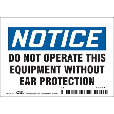 Condor Safety Sign, 3 1/2 in Height, 5 in Width, Vinyl, Horizontal Rectangle, English, 466G01 466G01