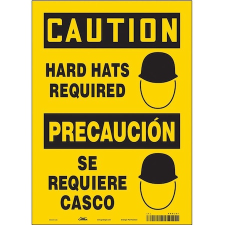 Condor Safety Sign, 14 in Height, 10 in Width, Vinyl, Vertical Rectangle, English, Spanish, 466L57 466L57
