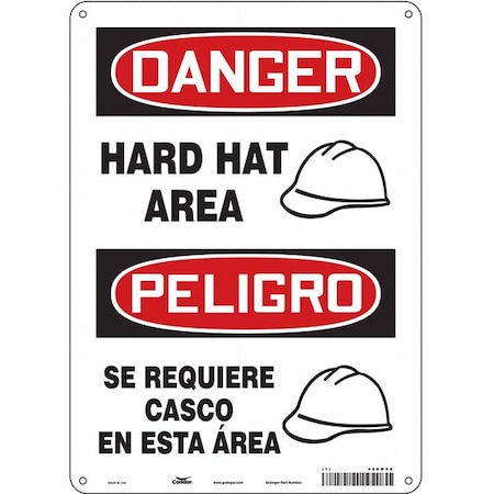 Condor Safety Sign, 14 in Height, 10 in Width, Polyethylene, Vertical Rectangle, English, Spanish, 466M08 466M08