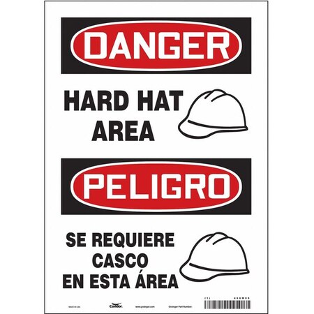 Condor Safety Sign, 14 in Height, 10 in Width, Vinyl, Vertical Rectangle, English, Spanish, 466M09 466M09