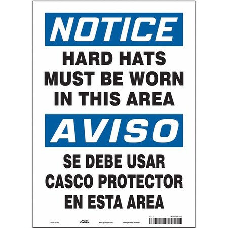 Condor Safety Sign, 14 in Height, 10 in Width, Vinyl, Vertical Rectangle, English, Spanish, 466N25 466N25