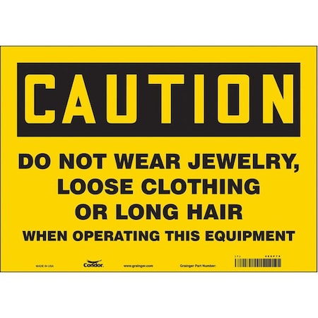 Condor Safety Sign, 10 in Height, 14 in Width, Vinyl, Horizontal Rectangle, English, 466P79 466P79