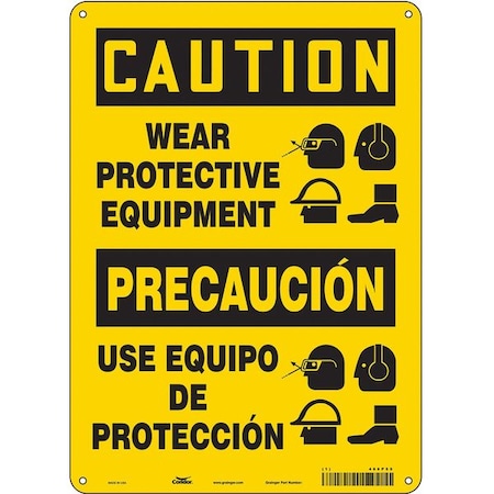 Condor Safety Sign, 14 in Height, 10 in Width, Aluminum, Vertical Rectangle, English, Spanish, 466P55 466P55