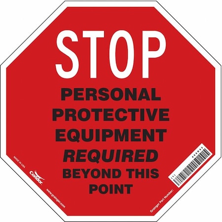 Condor Safety Sign, 18 in Height, 18 in Width, Vinyl, Octagon, English 466R92