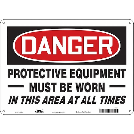 Condor Safety Sign, 10 in Height, 14 in Width, Aluminum, Horizontal Rectangle, English, 466R33 466R33