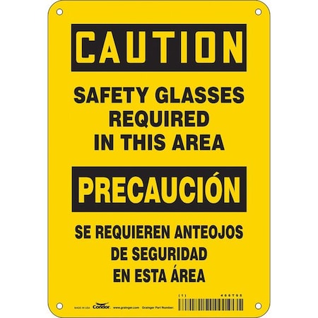 Condor Safety Sign, 10 in Height, 7 in Width, Aluminum, Horizontal Rectangle, English, Spanish, 466T95 466T95