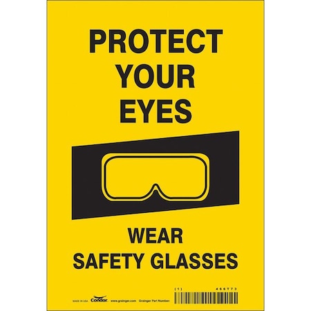 Condor Safety Sign, 10 in Height, 7 in Width, Vinyl, Horizontal Rectangle, English, 466T73 466T73