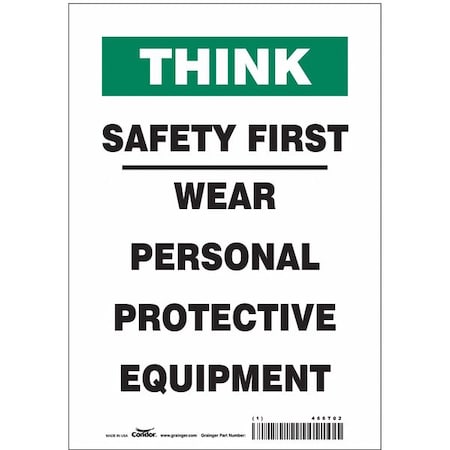 Condor Safety Sign, 10 in Height, 7 in Width, Vinyl, Horizontal Rectangle, English, 466T02 466T02