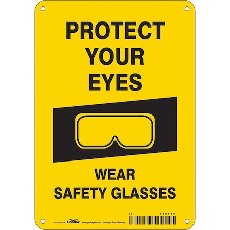 Condor Safety Sign, 10 in Height, 7 in Width, Aluminum, Horizontal Rectangle, English, 466T69 466T69