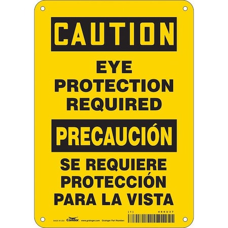 Condor Safety Sign, 10 in Height, 7 in Width, Aluminum, Horizontal Rectangle, English, Spanish, 466U37 466U37