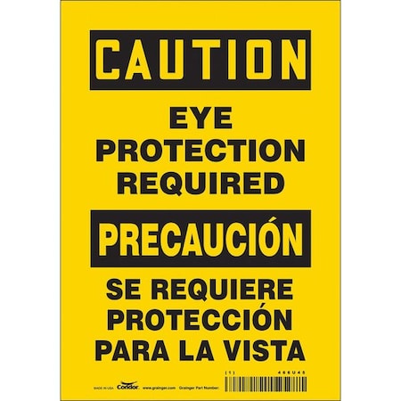 Condor Safety Sign, 10 in Height, 7 in Width, Vinyl, Horizontal Rectangle, English, Spanish, 466U45 466U45