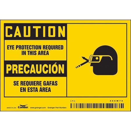 Condor Safety Sign, 5"W, 3-1/2"H, 0.020" Thick, PK5, 466W75 466W75