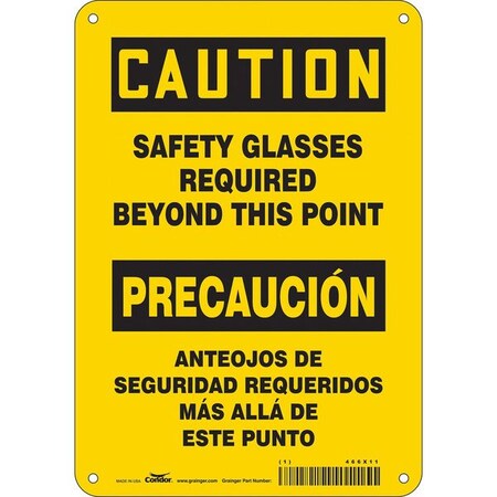 Condor Safety Sign, 10 in Height, 7 in Width, Aluminum, Horizontal Rectangle, English, Spanish, 466X11 466X11