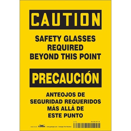Condor Safety Sign, 10 in Height, 7 in Width, Vinyl, Horizontal Rectangle, English, Spanish, 466X15 466X15