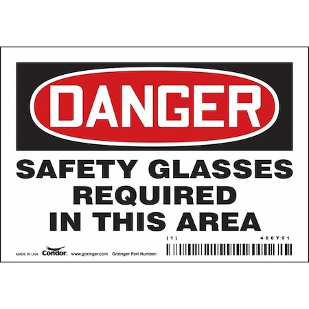 Condor Safety Sign, 3 1/2 in Height, 5 in Width, Vinyl, Horizontal Rectangle, English, 466Y91 466Y91