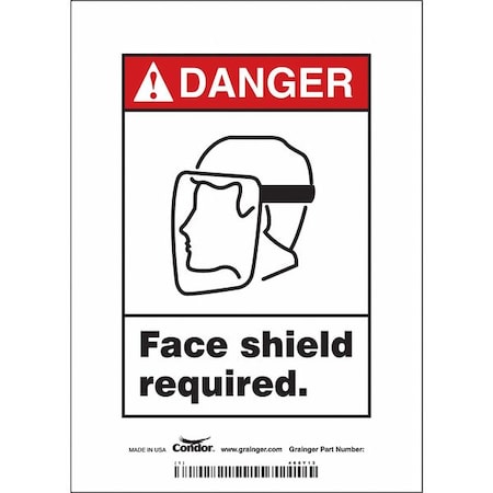 Condor Safety Sign, 5" W, 7" H, 0.004" Thickness, 466Y13 466Y13