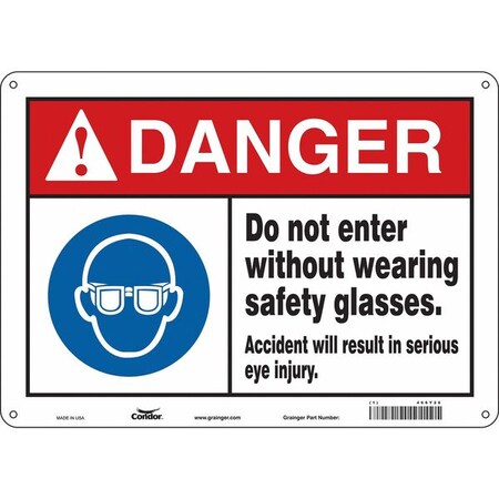 Condor Safety Sign, 10 in Height, 14 in Width, Polyethylene, Horizontal Rectangle, English, 466Y26 466Y26
