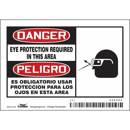 Condor Safety Sign, 5"W, 3-1/2"H, 0.020" Thick, PK5, 466Y43 466Y43