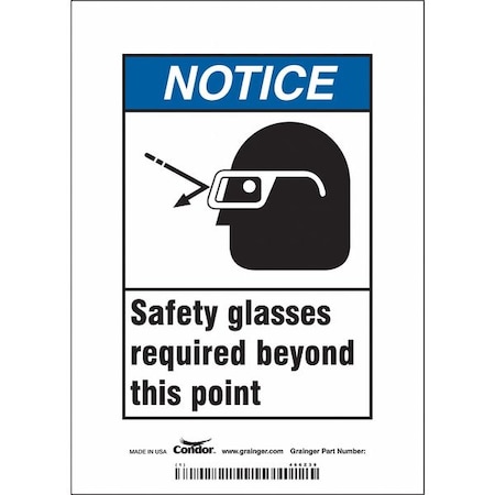 Condor Safety Sign, 5" W, 7" H, 0.004" Thickness, 466Z39 466Z39