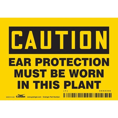 Condor Safety Sign, 3 1/2 in Height, 5 in Width, Vinyl, Horizontal Rectangle, English, 466C96 466C96