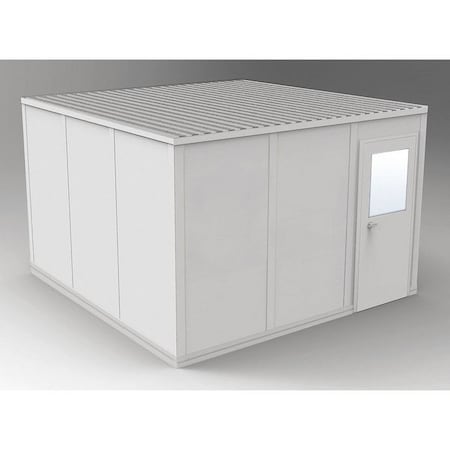 Porta-Fab 4-Wall Modular In-Plant Office, 8 ft 1 3/4 in H, 12 ft 4 1/2 in W, 12 ft 4 1/2 in D, Gray GS1212G